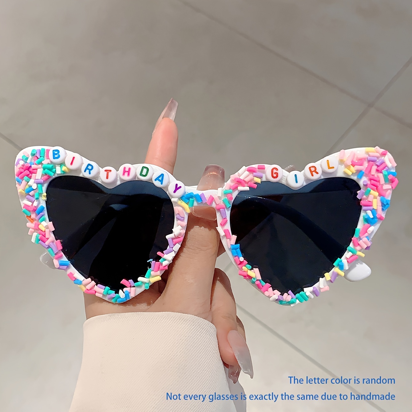 

birthday Girl" Heart-shaped Glasses: Festive, Oversized, And Decorated With Colorful Letters And Pearls - Birthday Parties!