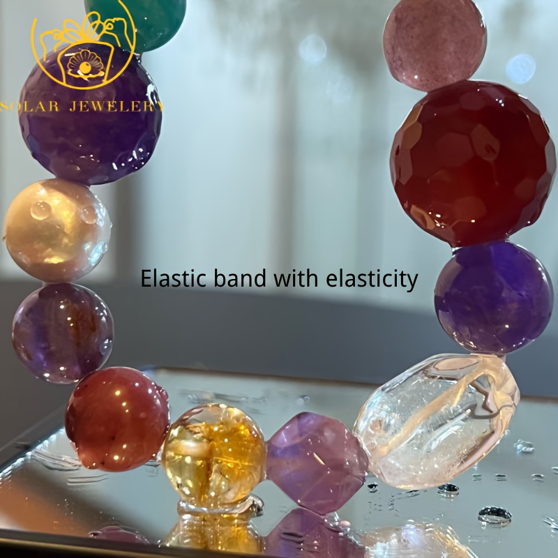 Multi-Gem Bracelet with Yellow, Purple Crystal, and Amazonite
