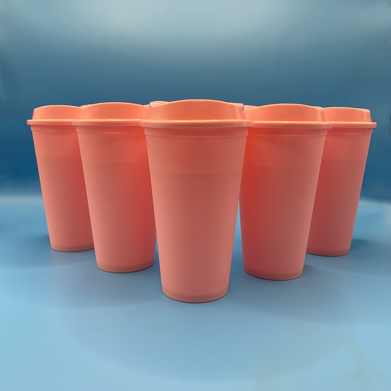 Of 5 Reusable Coffee Mugs with Lids, 16Oz Plastic Tumblers Suitable for *  Hot And Cold Beverages, Heat-Resistant, Ideal for Travel * in Red, White,  And Light Blue - Bulk Pack for Coffee, Tea, Juice, ...