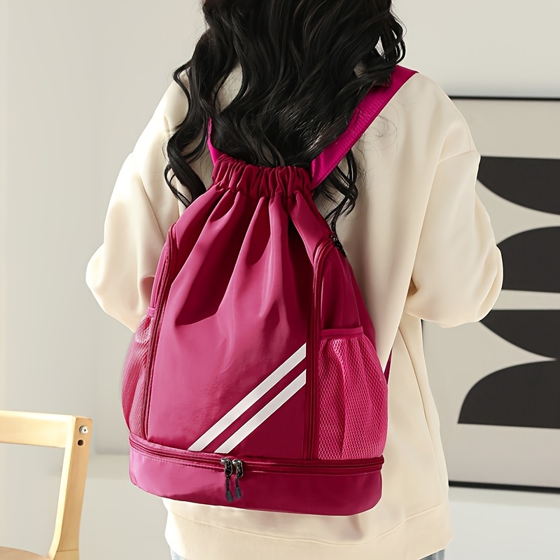 VS Striped Pink and Red Drawstring Backpack Victoria main image 3