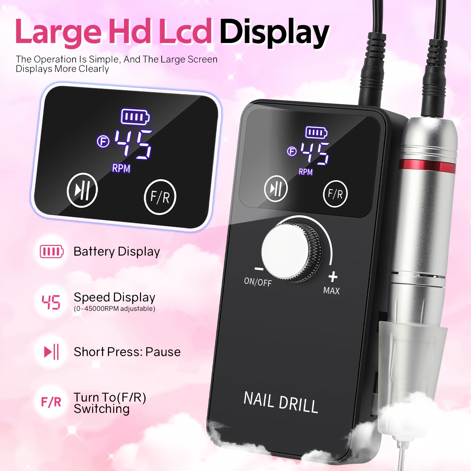 Professional 45000RPM Nail Drill Machine for Home Manicure