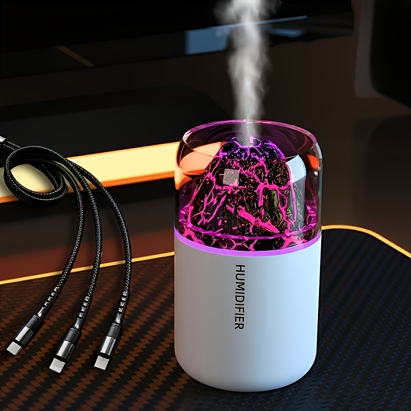TEMU 1pc Simulated Volcanic Lava Humidifier With Colorful Ambient Light, Aromatherapy Sprayer For Bedroom, Living Room & Office – And Indoor