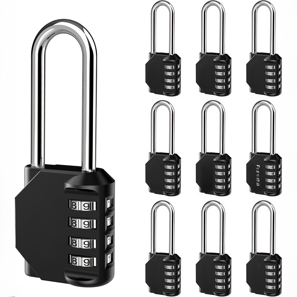 2-Pack 4-Digit Combination Padlock – Small Waterproof Zinc Alloy Lock, Black, 10,000 Code Combos For Gym Locker, Toolbox, Gate & Hasp Storage