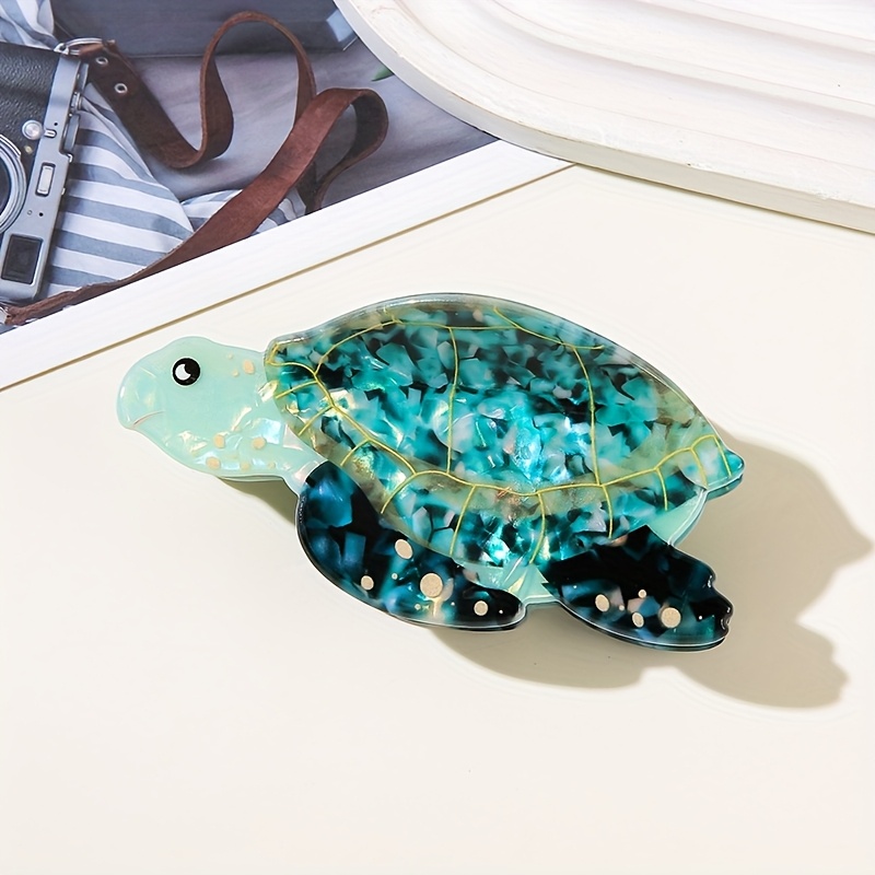 Image of 1pc Women's Sweet And Elegant Acrylic Sea Turtle-shaped Hair Claw Clip, Bright And Colors, And Interesting Marine Animal Element Design, Suitable For