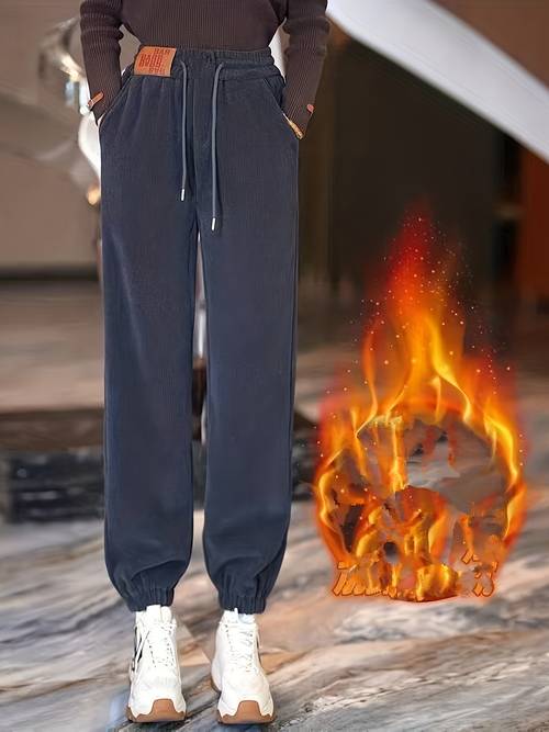 엄마가 입어도 좋을 부드럽고 두꺼운 여성용 하르퀴린 팬츠, 신상 가을 겨울 따뜻한 탄성 허리 밴드 루즈핏 하이웨이스트 캐주얼 바지
