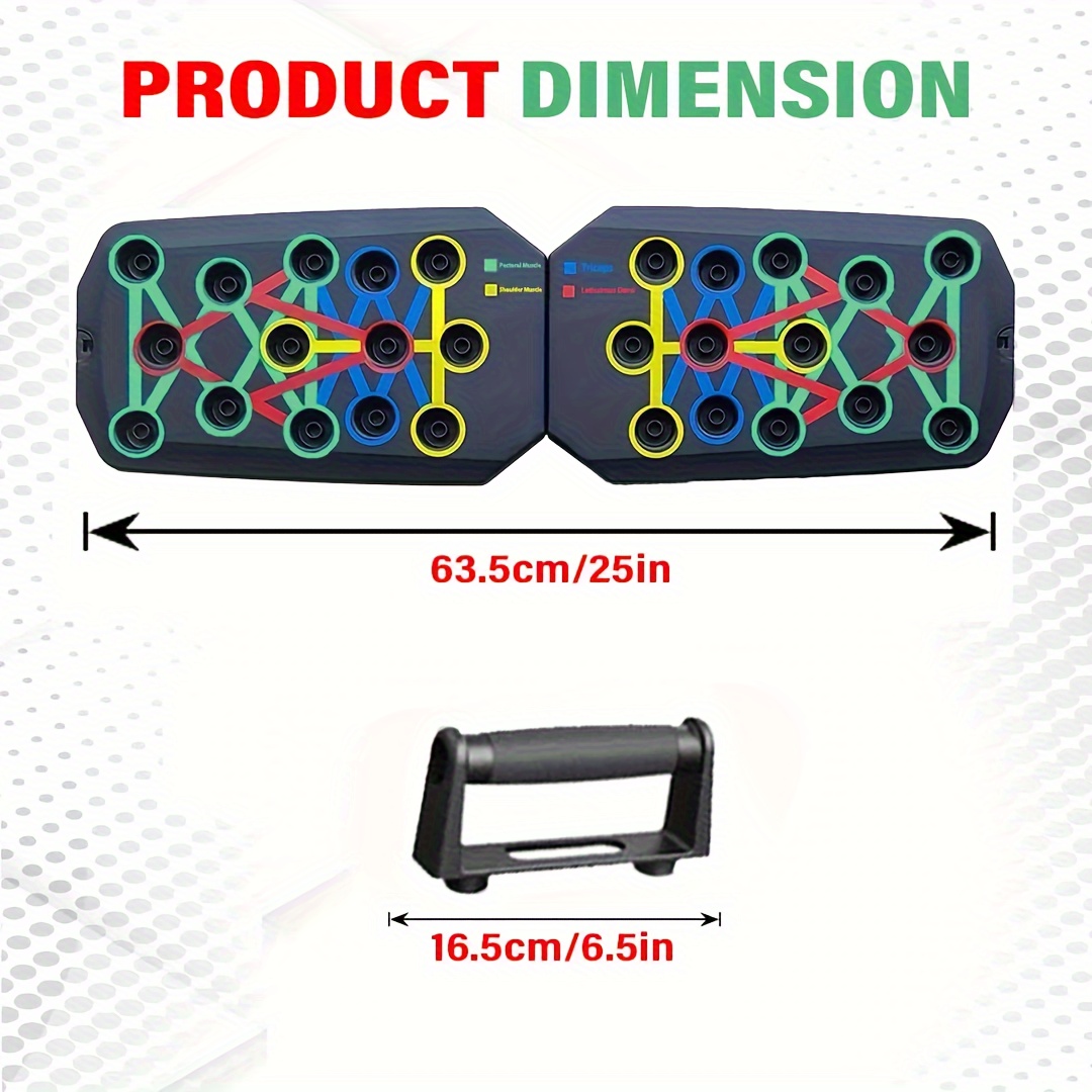 Lingpeng Portable Push-Up Board - Multifunctional, Foldable & Durable ABS for Strength Training & Chest Workouts, Color-Coded Muscle Focus details 3