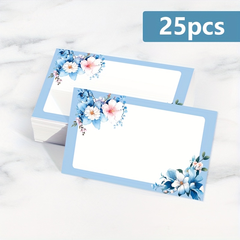 25/50 Blue Cards, Floral, Greeting Cards, Thank You Cards, Notes, Messages and Greetings - Business, Birthday Cards, Floral Design, Simple and Elegant, Wedding, Pocket Cards, Gift Tags, Teacher Gifts