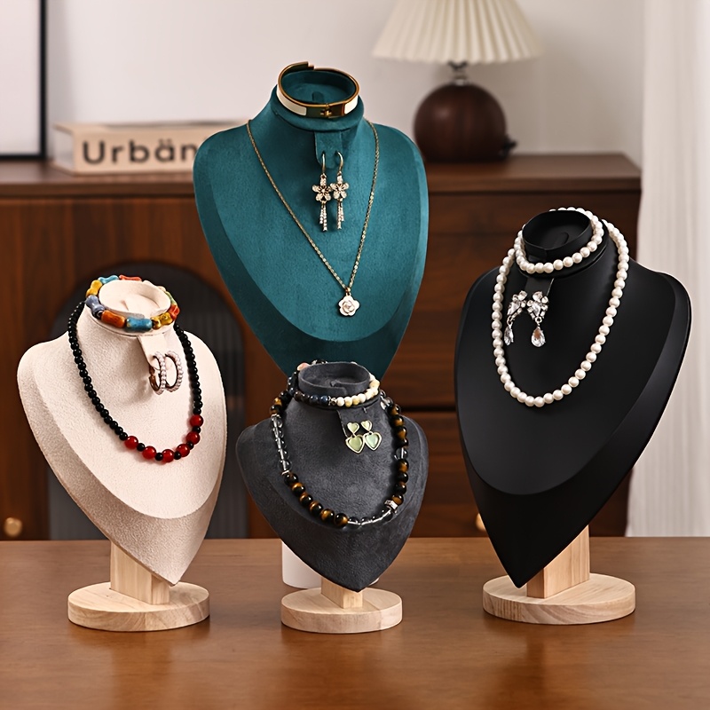 3-in-1 Wood Jewelry Bust Display Stand