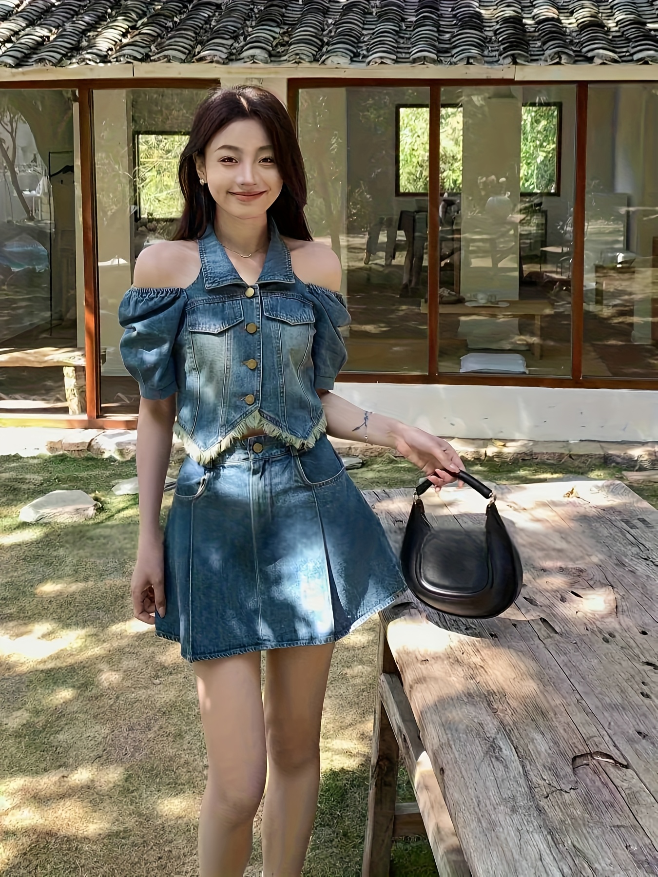 white christmas dresses Modern Edge Denim Two Piece Denim Dress M main image 0