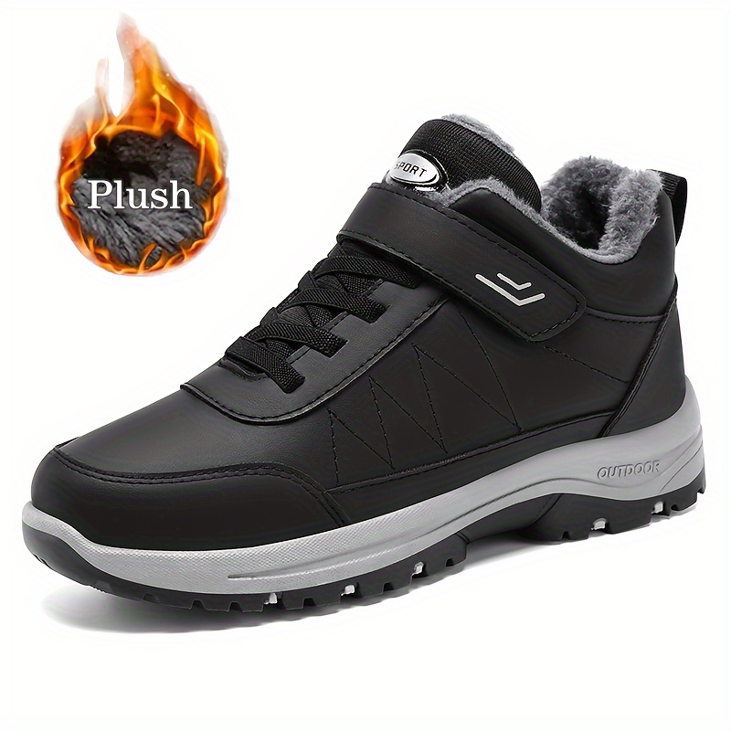 mens solid color fleece lined snow boots slip resistant durable warm for outdoor walking and hiking in winter Product details 6
