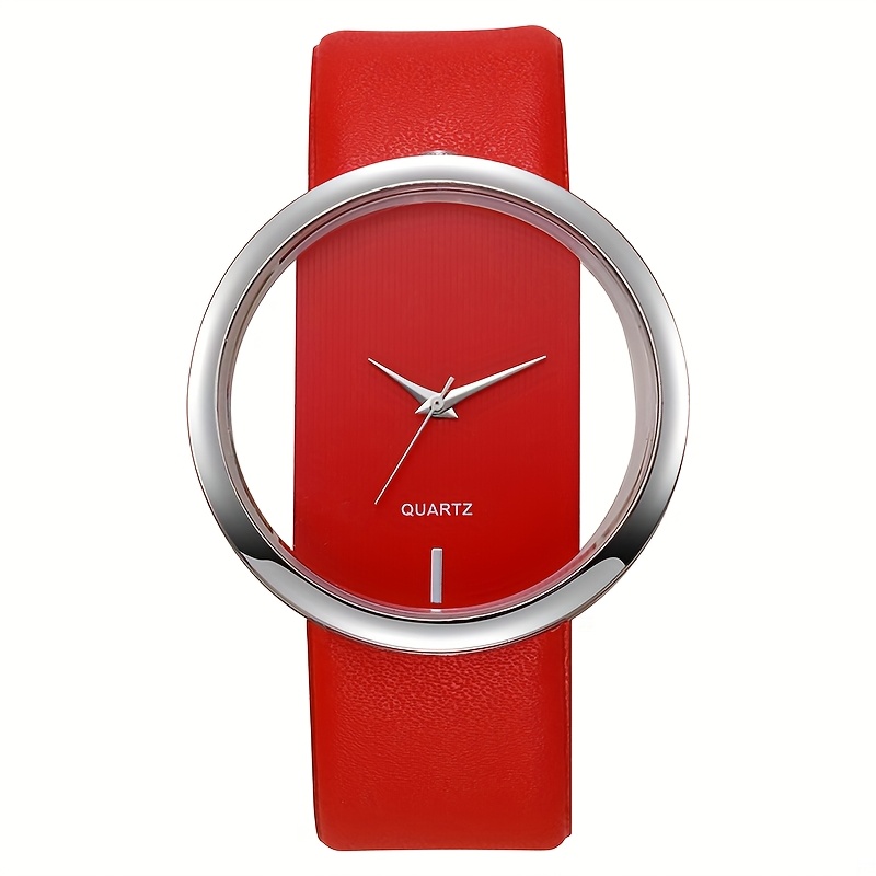 Ladies' Simple and Fashionable Quartz Watch, Hollow Dial and PU Leather Strap, Ladies' Fashionable Watch, Can Be Given as a Mother's Day Gift or Any Holiday Gift to Her