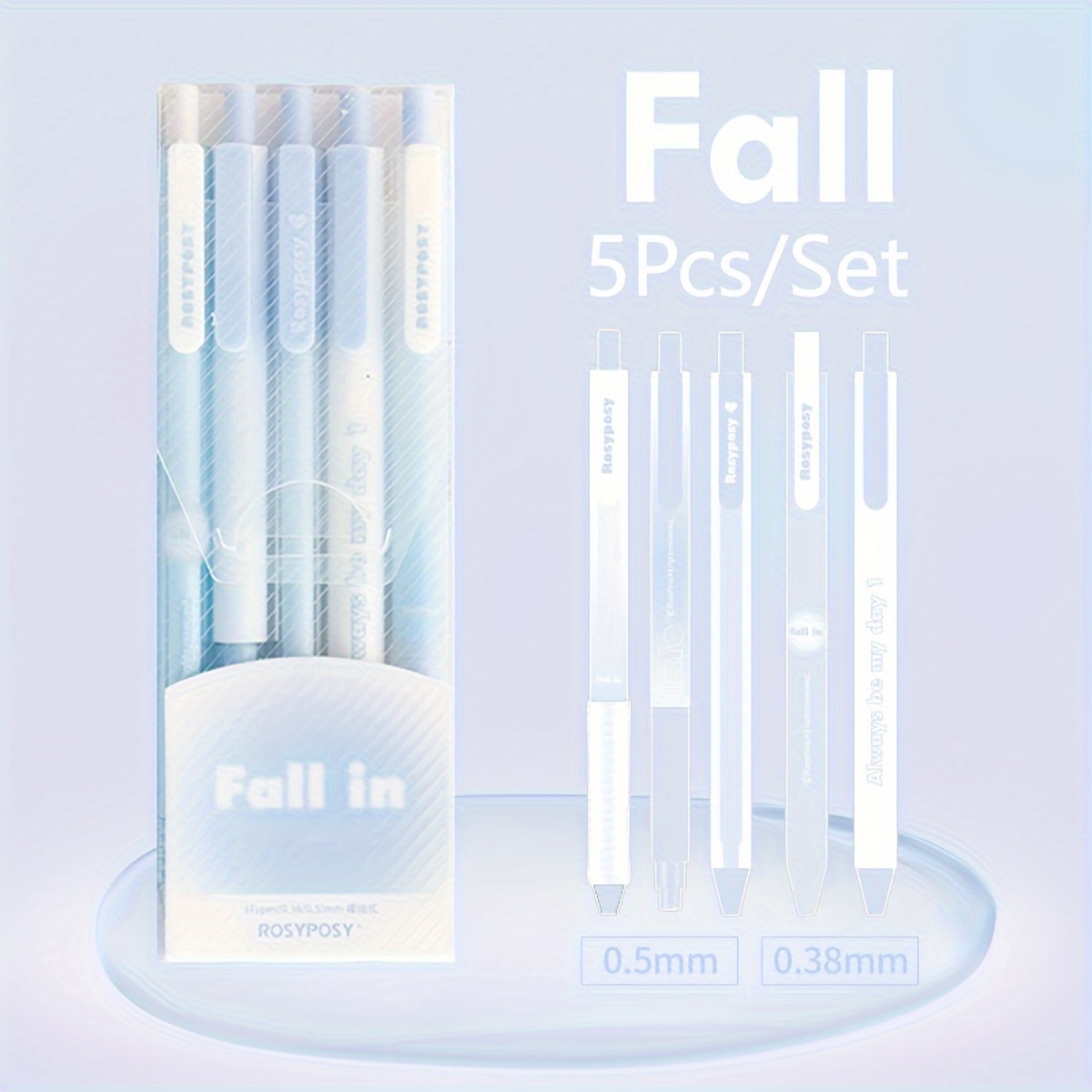 Image of 5pcs/set Gel Pen 0.38mm 0.5mm Neutral Pen Korean Style Simple Cute Creative Student Black Pen Office Stationery
