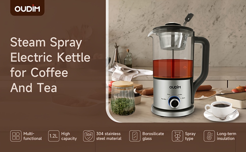 Drip Coffee Maker By Spraying Method, 40.58oz Capacity, 600W Power, BPA-Free, Brewed Tea Pot Coffee Plunger, Glass Stainless Steel Tea And Coffee Brew Kettle, Electric Kettle Tea Pot, Keep Warm, Boil Dry And Safety Protection, Perfect Birthday Gift 25 Drip Coffee Maker By Spraying Method, 40.58oz Capacity, 600W Power, BPA-Free, Brewed Tea Pot Coffee Plunger, Glass Stainless Steel Tea And Coffee Brew Kettle, Electric Kettle Tea Pot, Keep Warm, Boil Dry And Safety Protection, Perfect Birthday Gift