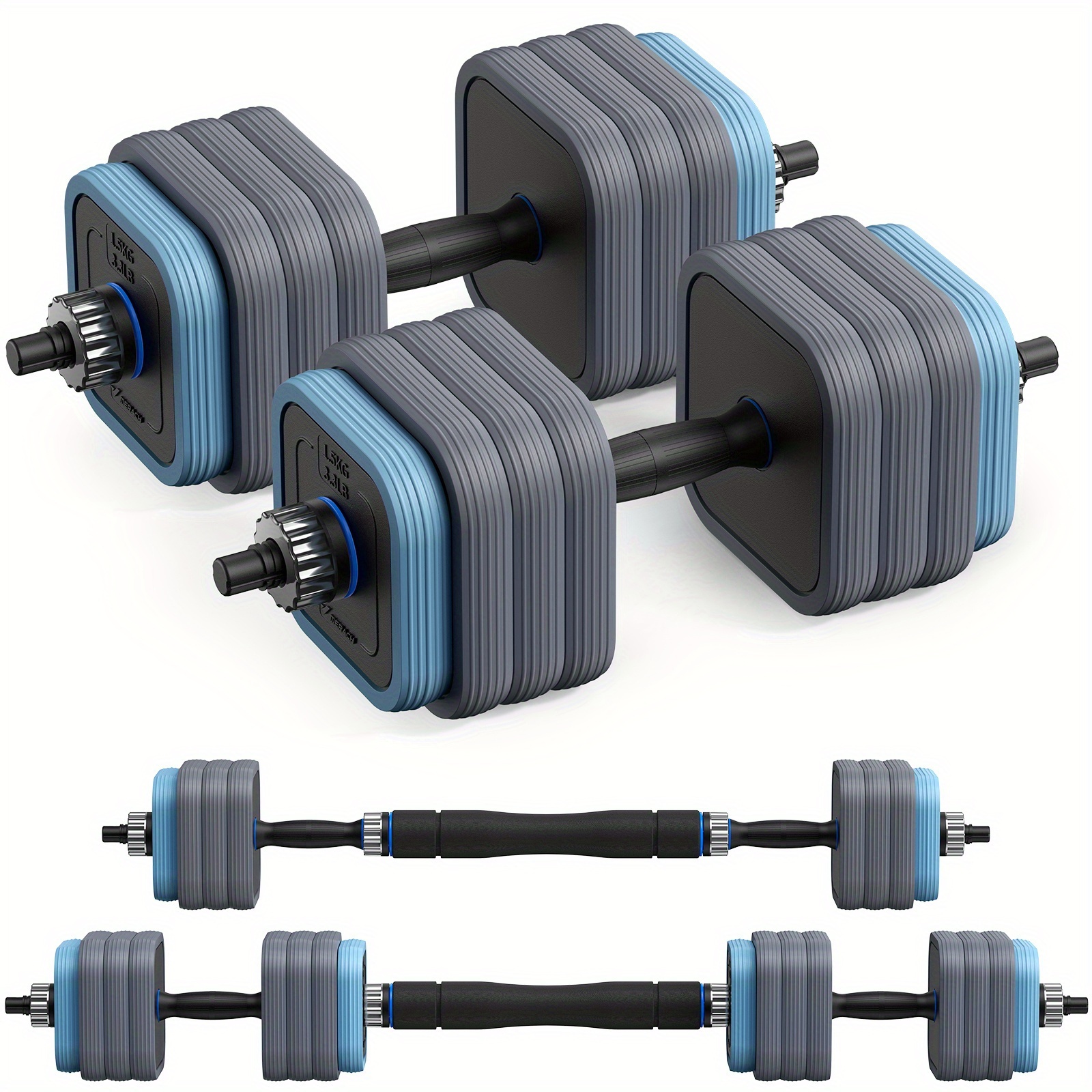 Image of Merach Dumbbell Set, Short Dumbbells 10kg/20kg/30kg/40kg, 3 In 1 Adjustable Dumbbell, Barbells, Push-ups, Weight Plates, Dumbbell With Connecting Steel Pipe Weights, Strength Training, Home, Gym