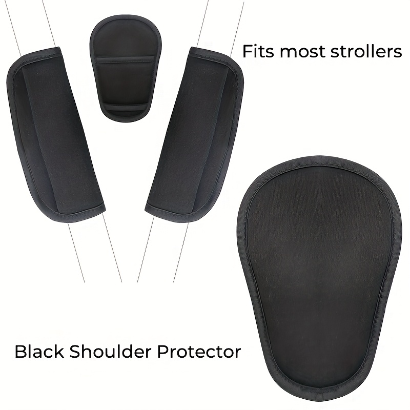 Children' Black Shoulder Cover Set, Stroller Shoulder Protector, Car Seat Shoulder Strap, Baby Holiday Gift, Lightweight And Adhesive