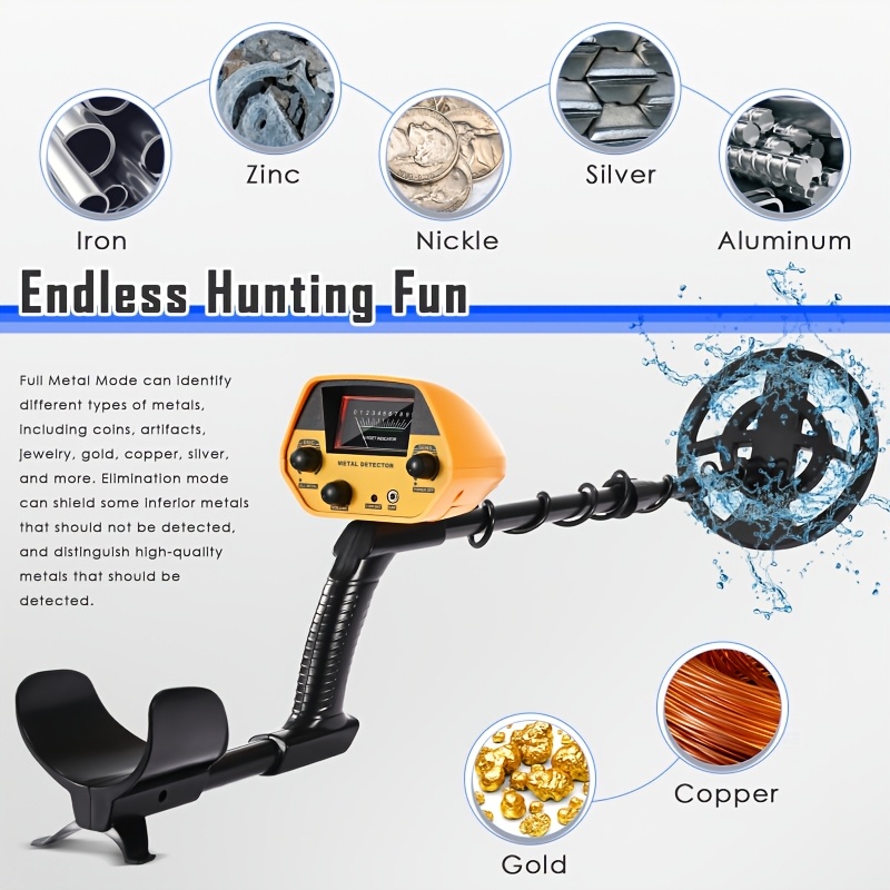Image of High Accuracy Metal Detector With 25cm Search Coil, Adjustable 78-108cm Shaft And Headphone Jack, 3 Detection For Outdoor