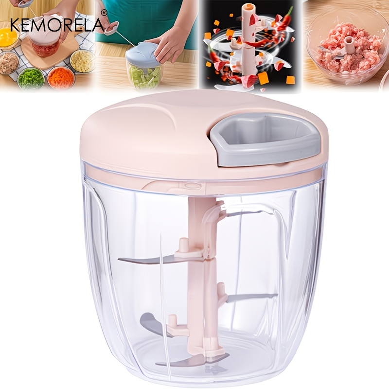 TEMU Kemorela 1pc 500/900ml Manual Chopper — Household Garlic & Onion Mincer — & Vegetable Cutter — Meat Grinder & Spice Chopper — Kitchen Tool &