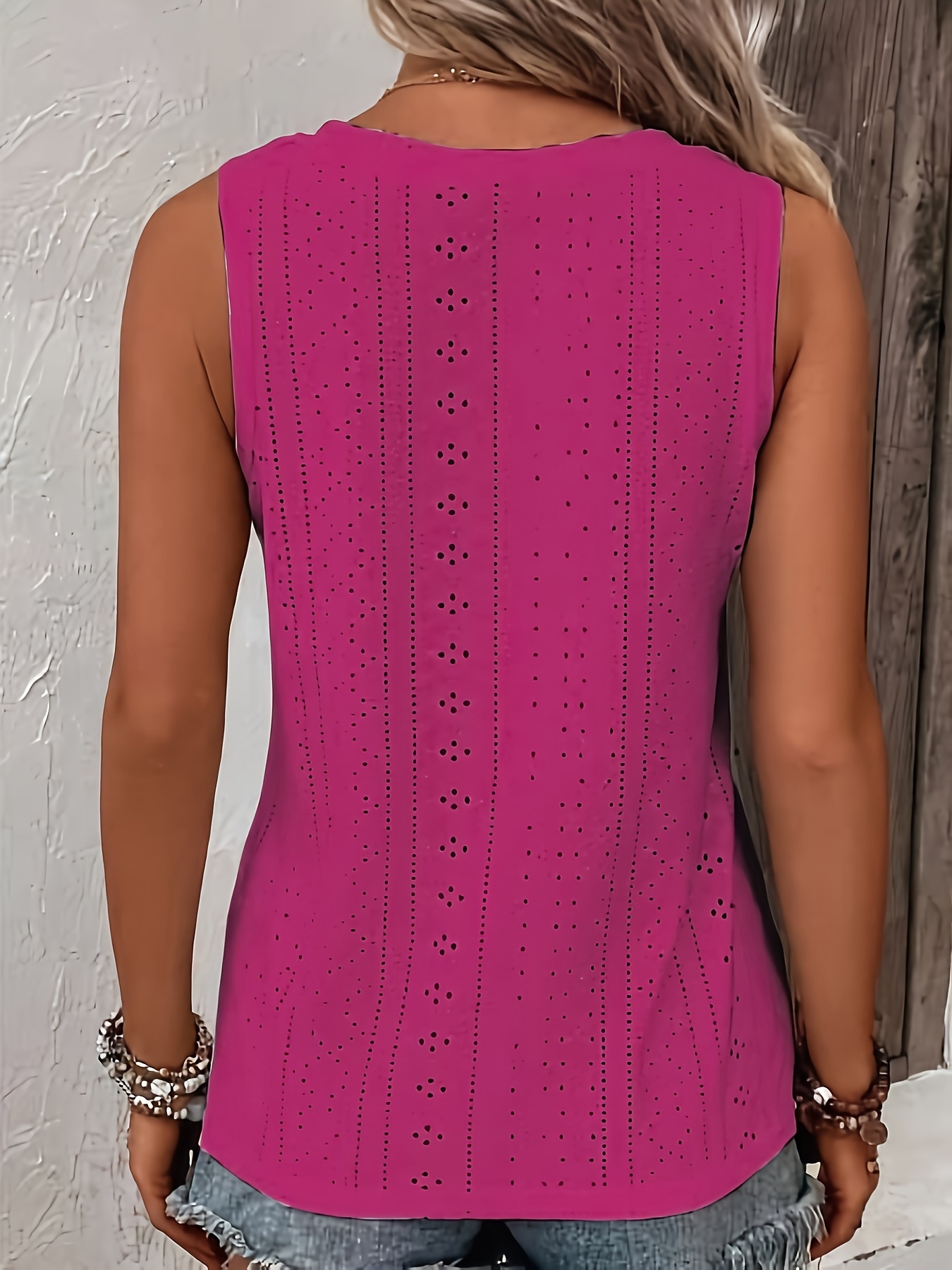 Women'S Plus Size Sleeveless Black Top with Fake Buttons - Casual V-Neck, Stretchy Fabric for Spring & Summer, Weekend Casual Wear, Casual Wear Top|Vneck Top|Stretchy Fabric