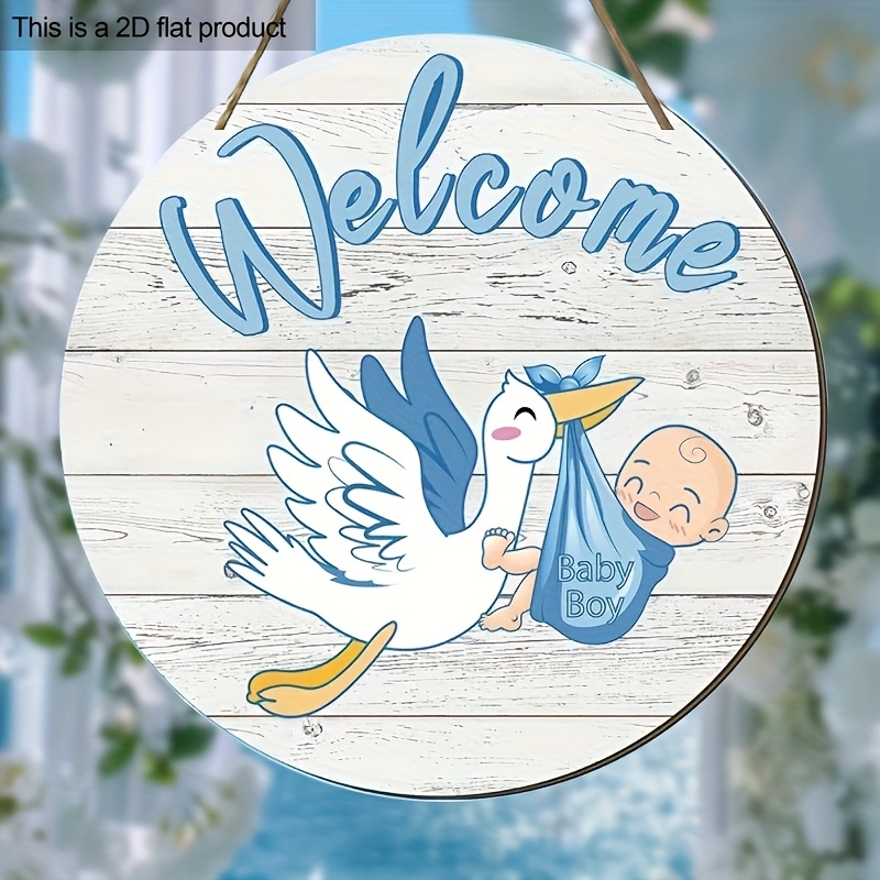 

News, Welcome Home Boy" Round Wooden Sign - Gender Reveal, Party & Family Celebrations - Blue Design, Indoor/outdoor Decor, 7.87x7.87 Inch