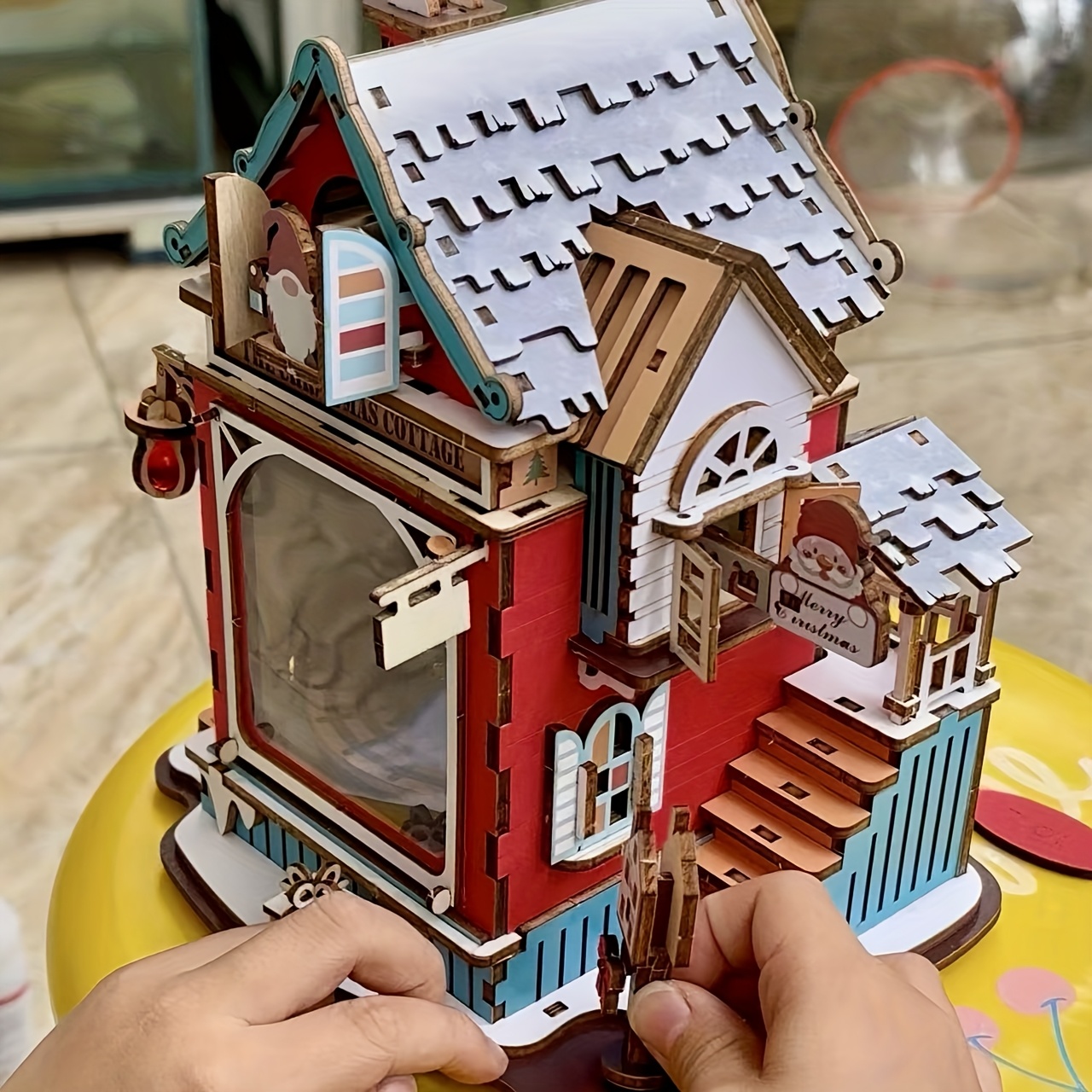 Image of 3d Wooden Puzzle, Santa Claus, Dynamic Gear Movement, Christmas Music Box, Birthday Gift, Christmas Present