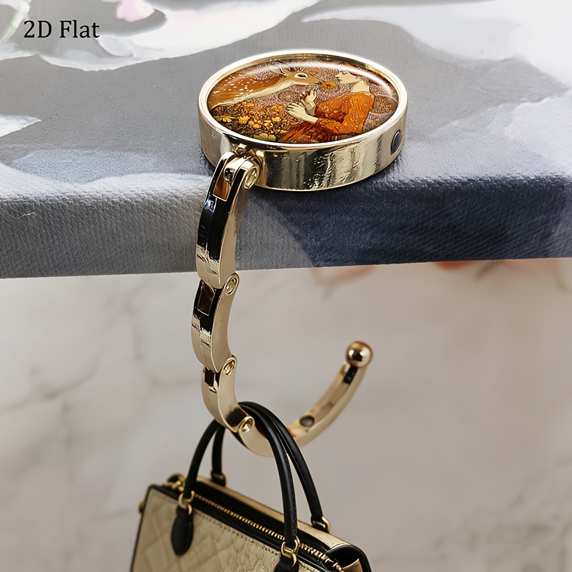 2D Flat Art Nouveau Woman and Deer Autumn Purse Hanger Hook