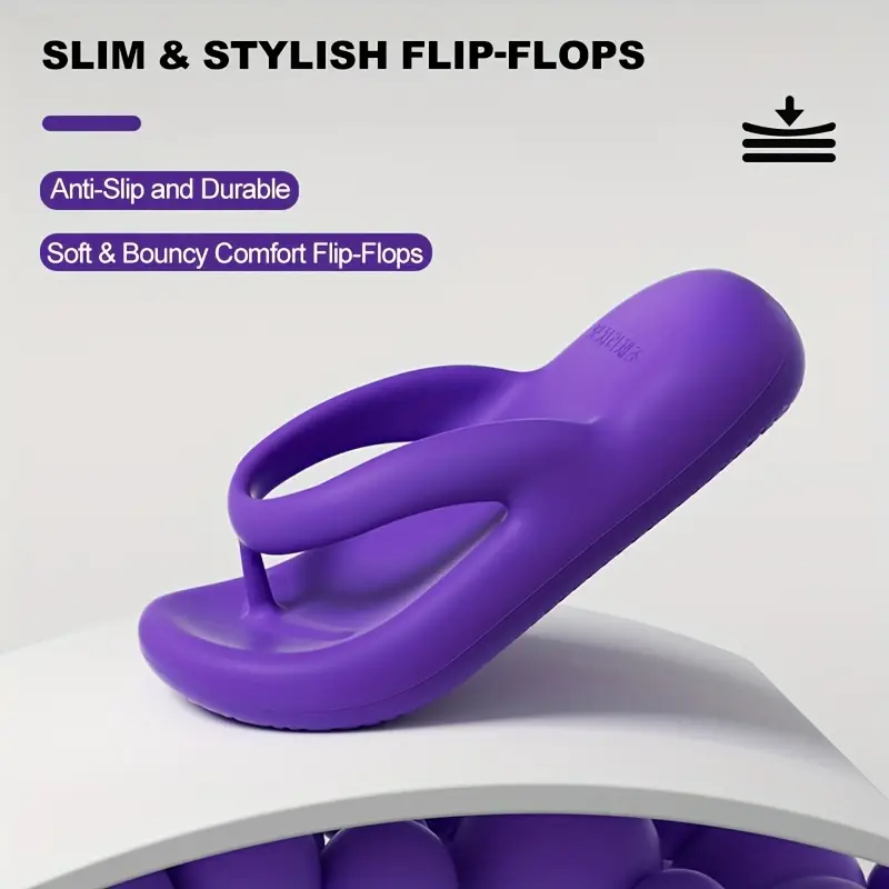 womens eva flip flops stylish comfortable thick sole beach sandals anti slip durable slip on footwear with flat heel purple non slip sandals casual summer footwear eva material Product details 5