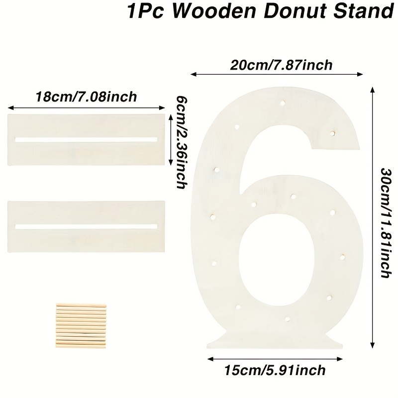 Image of 1pc, Wooden Number Donut Stand, Doughnut Display Stand Number Shaped Frame, Donut Stand For Birthdays, Anniversaries, Baby Shower, Bridal Shower, Graduation 2025, Wedding Decor