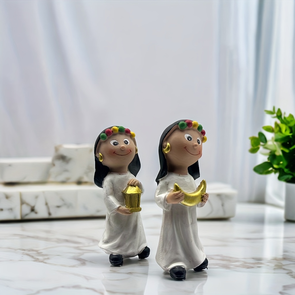 1pc ramadan statue elegant ramadan decor with floral headpieces eid al fitr decoration durable resin figurine for home office no electricity needed islamic religious gift for ramadan eid celebrations festive ornament Product details 5