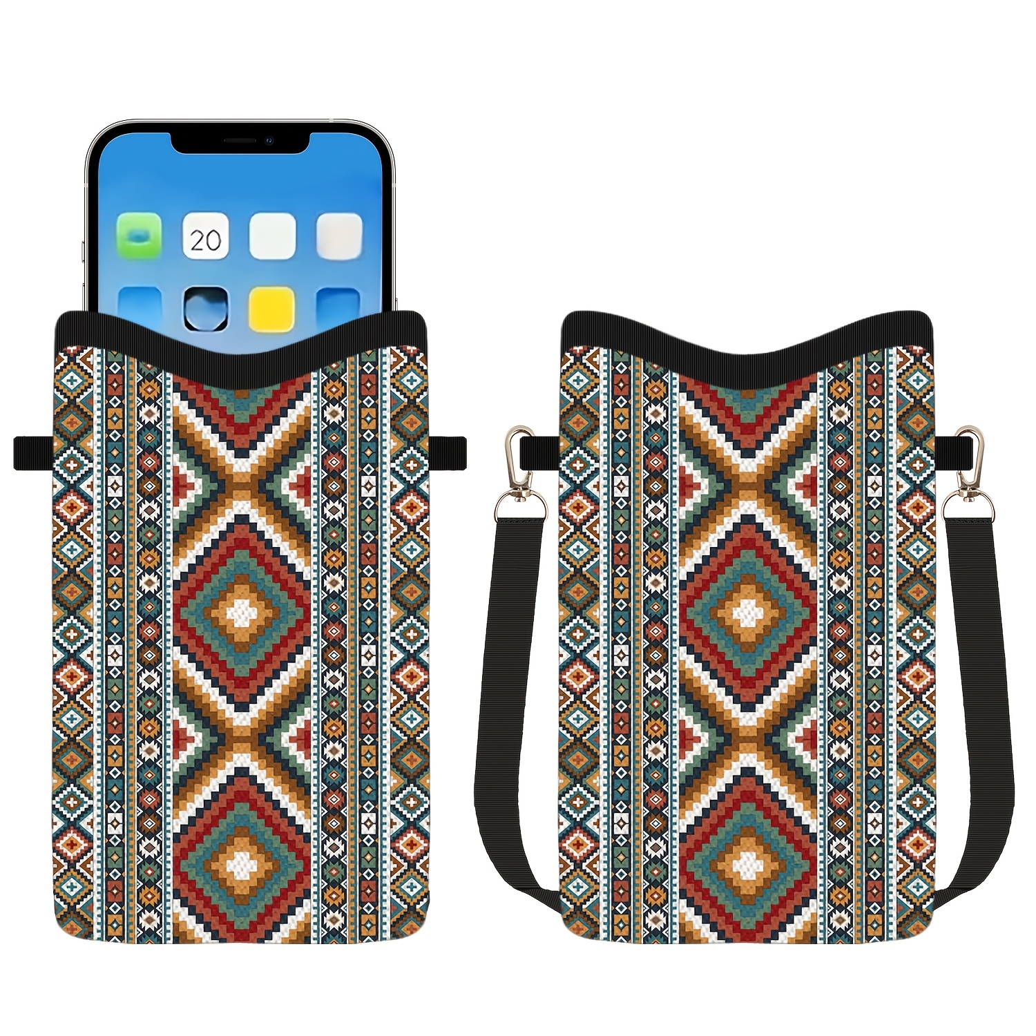 TEMU para teléfono con estampado estilo bohemio, anti-golpes, con cordón ajustable, compatible con múltiples modelos, billetera casual para mujer