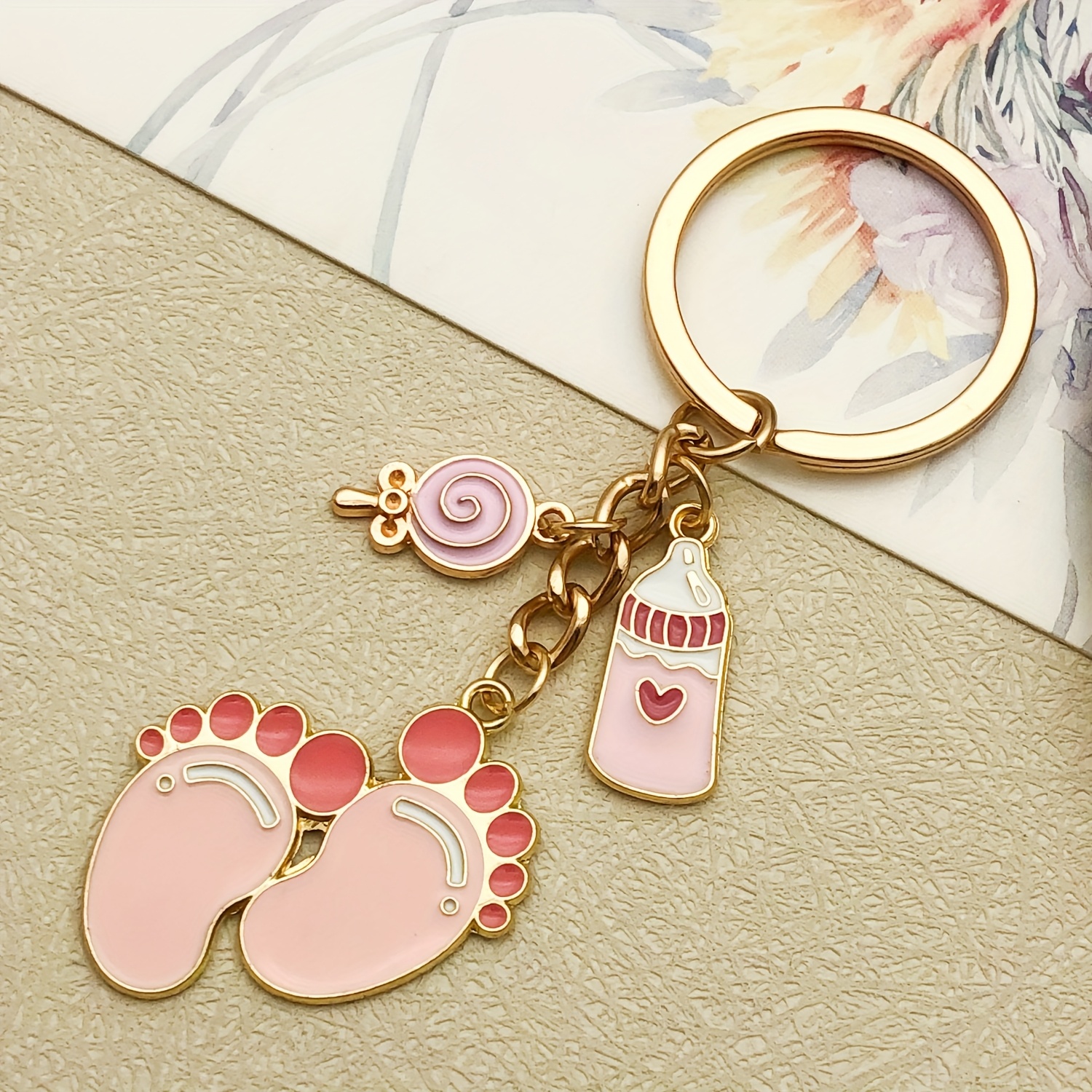 TEMU 1pc Of Alloy Enamel Pendant, Different Styles Of Foot Bottle Elephant Series, Fashionable Keychain, Fashionable Keychain Gift, Give