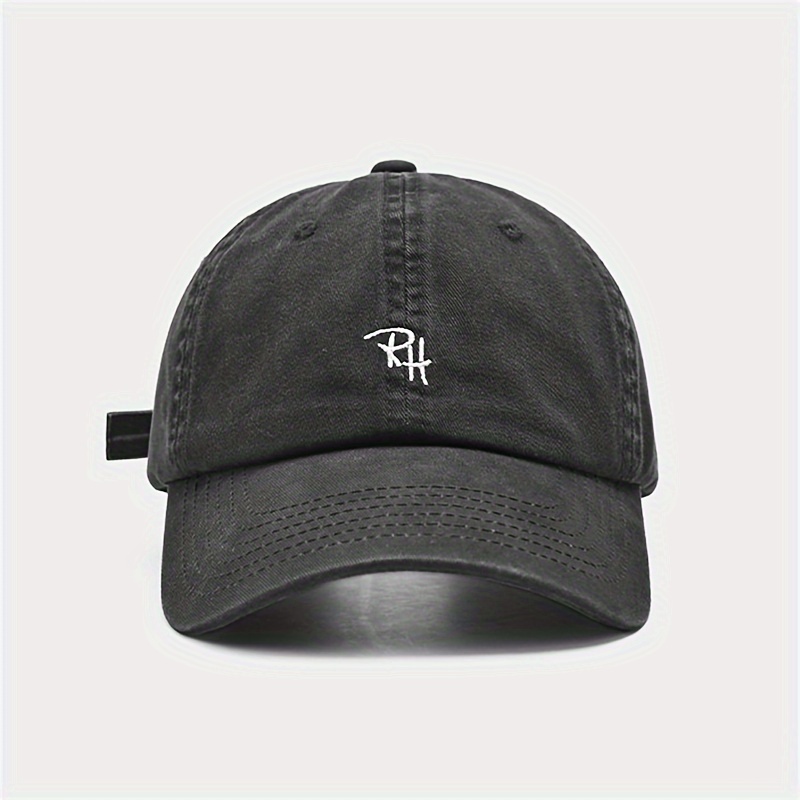 

Rh Letter Baseball Cap Minimalist Solid Color Dad Hats Unisex Lightweight Versatile Cotton Peaked Cap