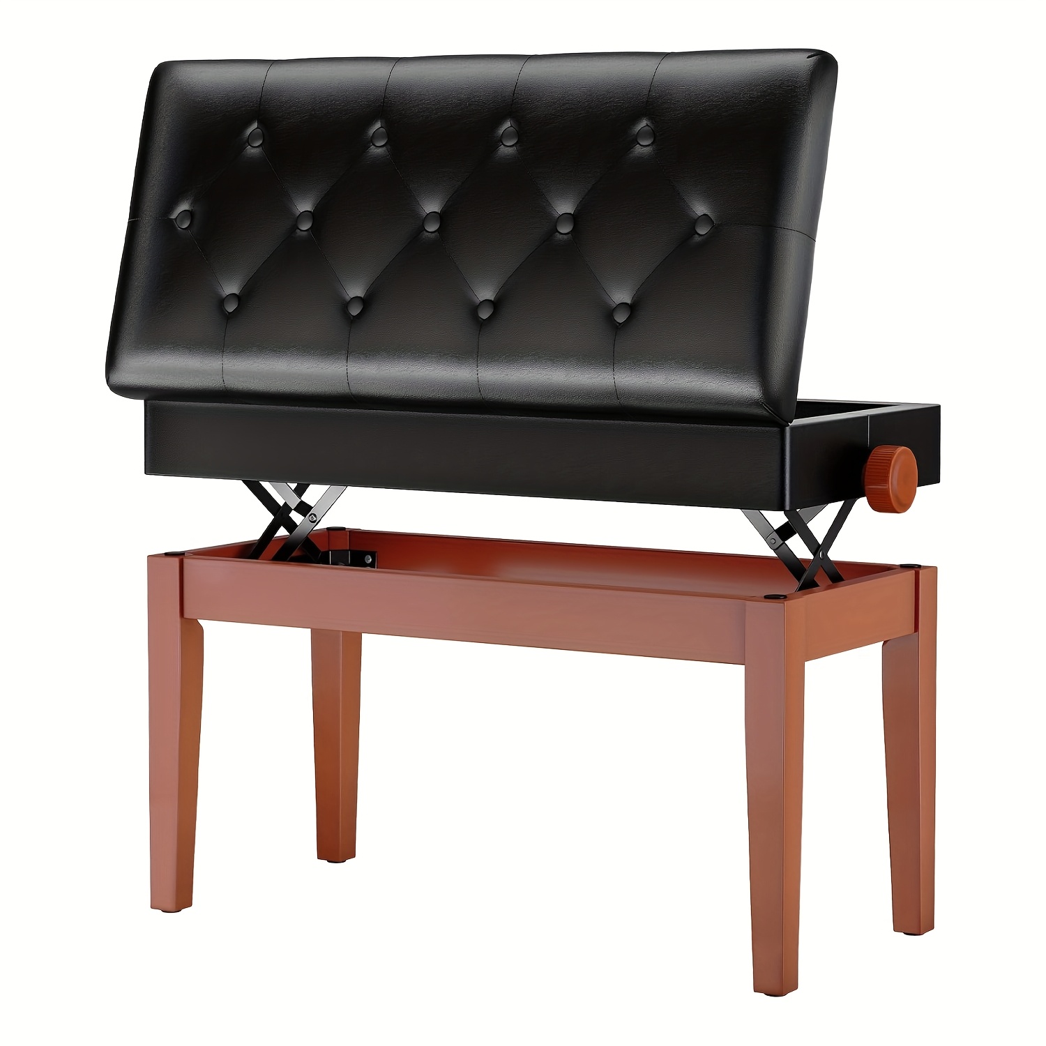 Piano Stool Height Adjustable 72x33x48-58cm, Piano Bench With Storage Space, Piano Bench With Pu Leather Cushion, Keyboard Bench Piano Chair Piano Bench Up To 200kg Load Capacity, With 4pcs Legs