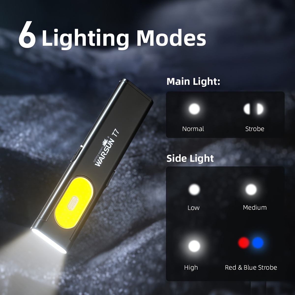

Warsun Led Keychain Flashlight Usb-c Rechargeable 800lm Portable Mini Torch Light Pocket Lantern Flood Work Light With Magnet