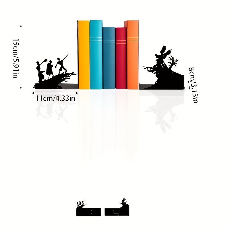 E-shop 1 Paar/2 Stück - Story Metall-Buchstützen - Stilvolle Bücherregal-Deko - Magischer Buchhalter - Langlebiger Organizer für Zuhause & Büro -