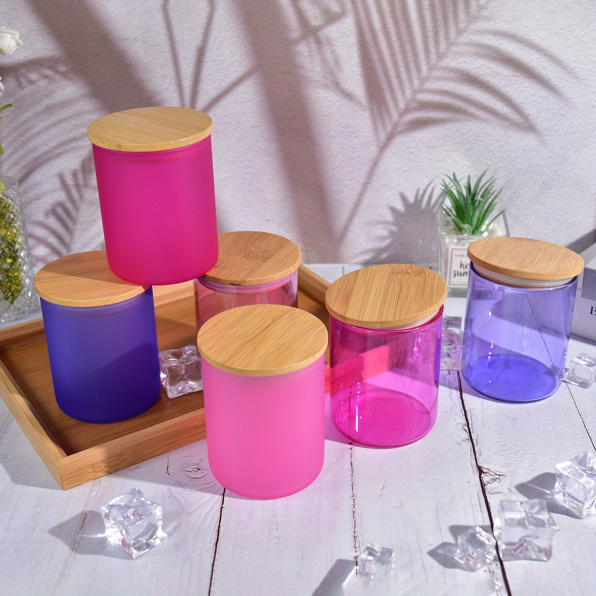 bulk wholesale pack of 36 clear or frosted glass candle jars each 10oz   christmas thanksgiving and birthday gifts complete with lids