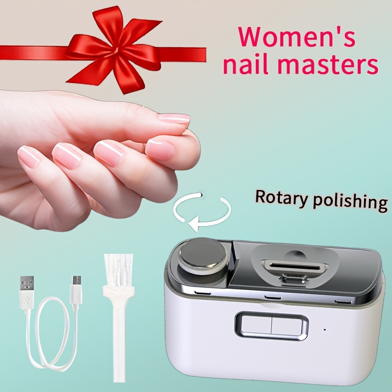 TEMU Electric Nail Clipper, 2-in-1 Automatic Nail Trimmer Polisher With Led Light, Anti-pinch Safe Fingernail Toenail Cutter File, Usb Rechargeable,