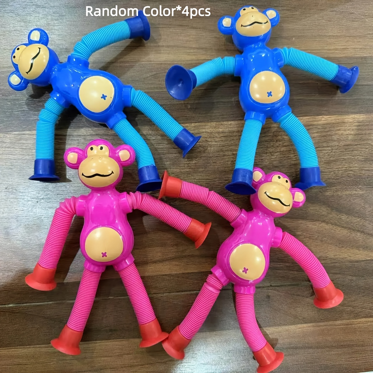 4pcs Stretchy Monkey Suction Cup Toys Random Color, Decompression Toys, And Pinata Stuffers, Classroom Prizes, Fillers, Party Favors, Birthday And Holiday Gifts, Home Decor