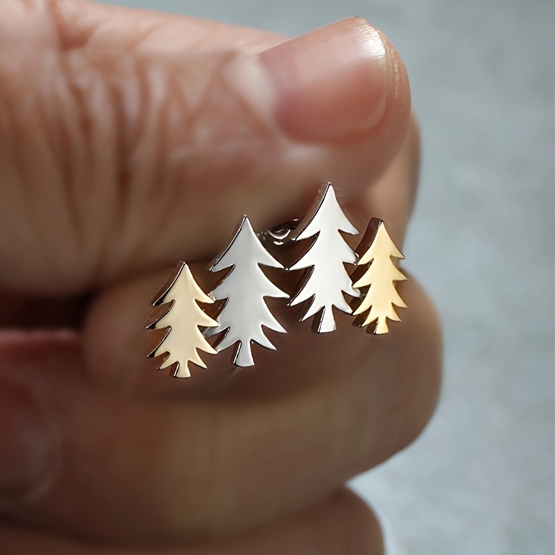 

Elegant Simple Christmas Tree Stud Earrings, Fashionable Women's , No Plating, Copper, Nickel-free Ear Post, Christmas Gift, Accessory