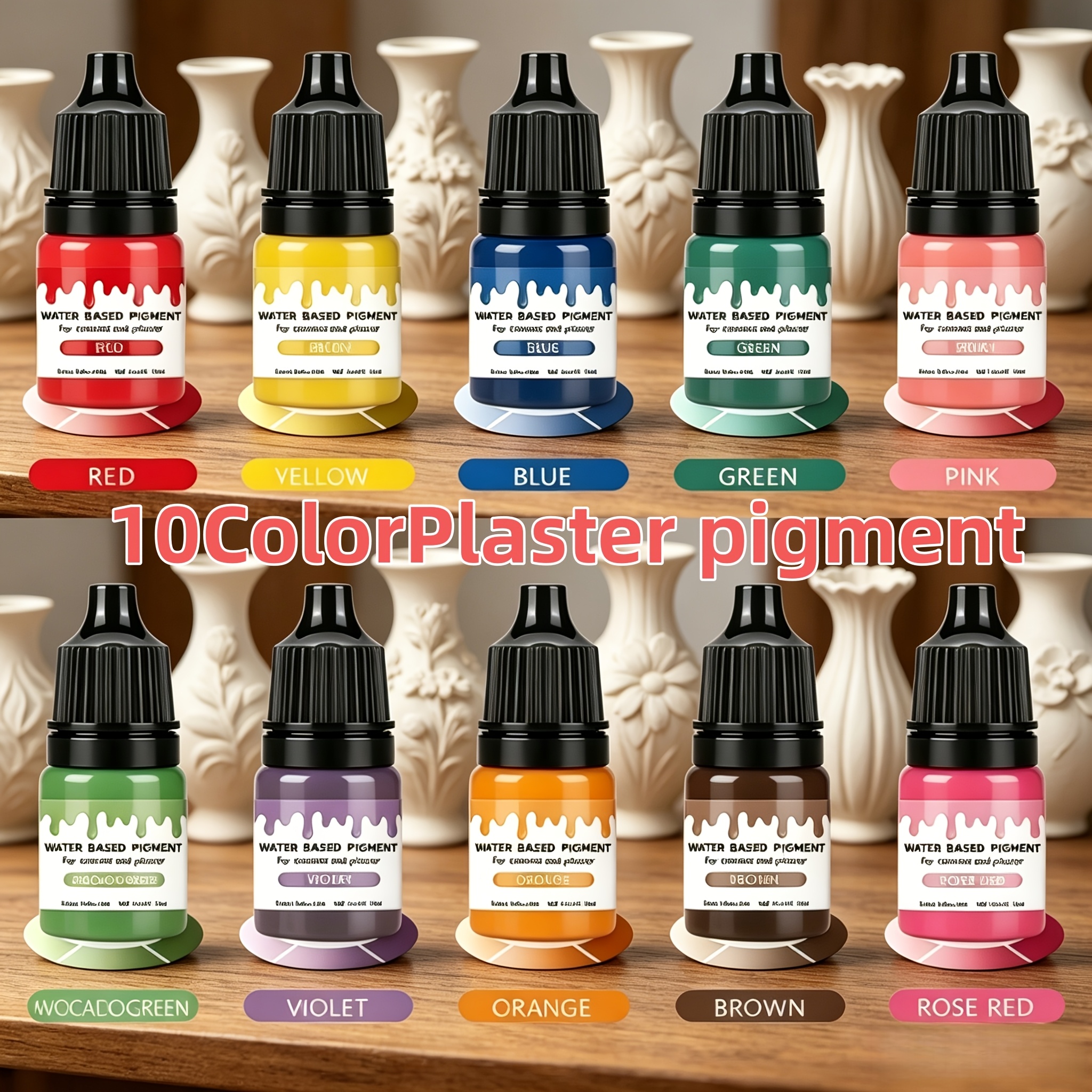Image of 10pcs Cement Gypsum Coloring Agent, 10-color Set, Suitable For Diy Plaster Casting And Cement Crafting- Water-soluble, Suitable For Handicraft Projects