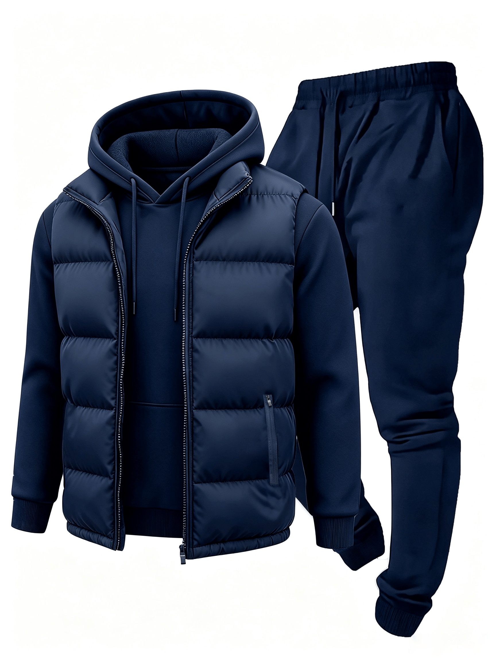 3pcs Casual Vest Set for Men: Hoodie and Drawstring Trousers