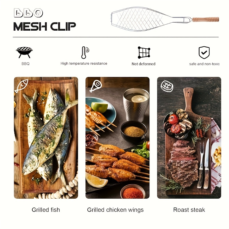 1pc bbq grilled fish clip for restaurant foldable with buckle fastening grill and veggies with this portable family gathering essential details 3
