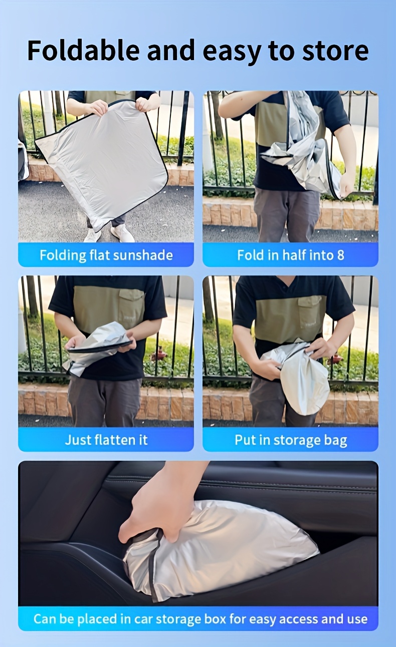 2025 New Car Front Window Sunshade, Foldable Lightweight Universal Windshield UV Protection Heat Insulation Silvery Reflective Auto Sun Shield