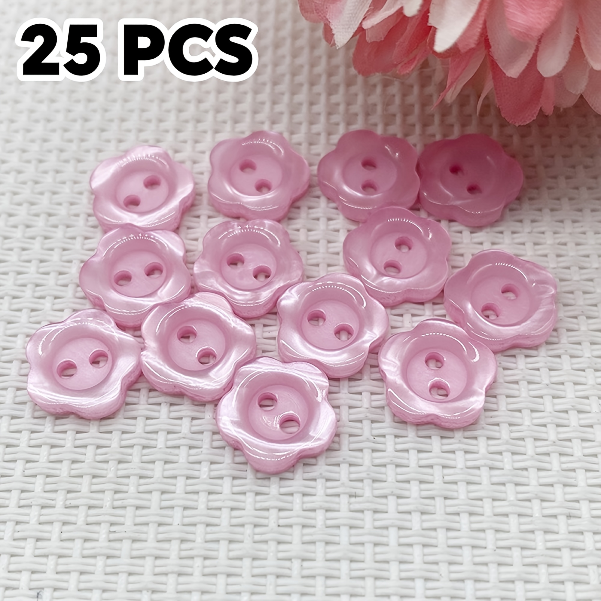 TEMU 25pcs Two-eye Luminous Buttons, 5 Buttons, Pink Buttons, Handmade Resin Buttons, Accessory Hole Shoe Decoration Resin Buttons, Shirt Dress