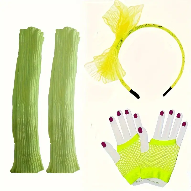 Neon Leg Warmers Hairbow Fishnet Gloves Tutu 80's Fancy - Temu Canada