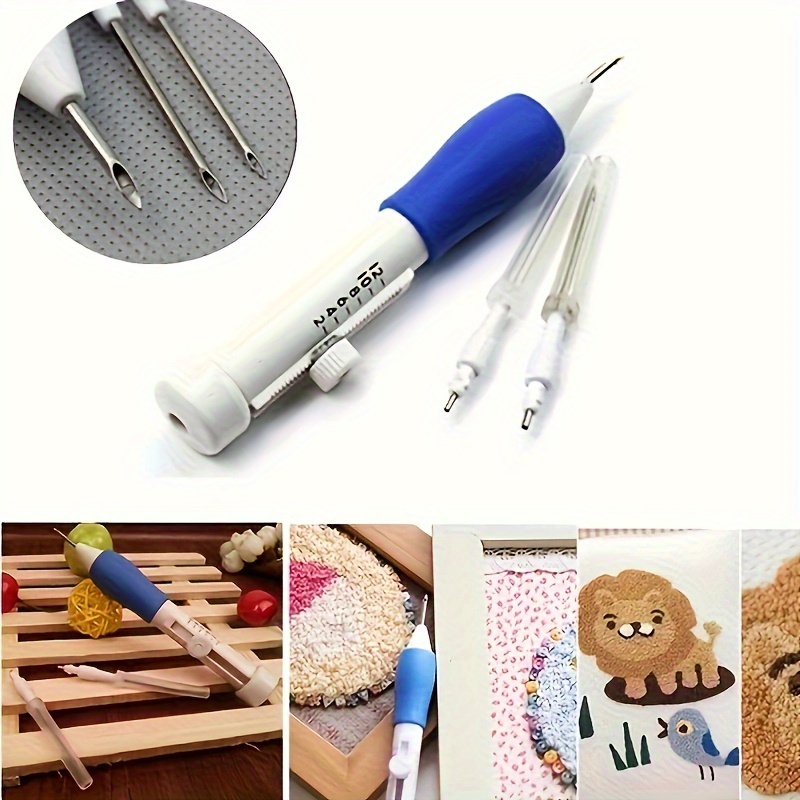 

5-piece Embroidery Punch Needle Set, Diy Handmade Flower Crafting Tools, White/blue