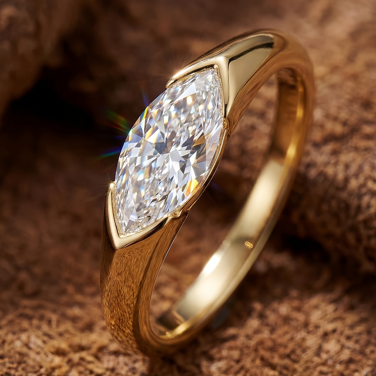 Women's Simple Marquise-Shaped Ring, Elegant Accessory