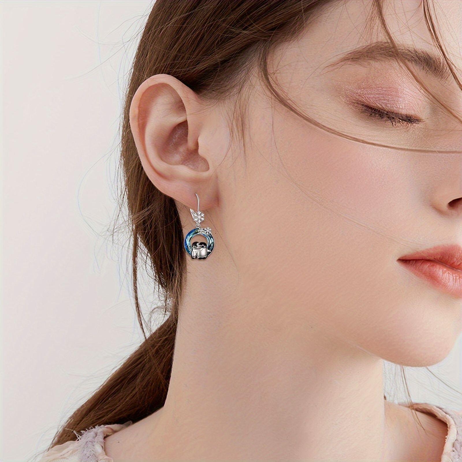 Women's Sterling Silver Cute Penguin Earrings, Gift for Her