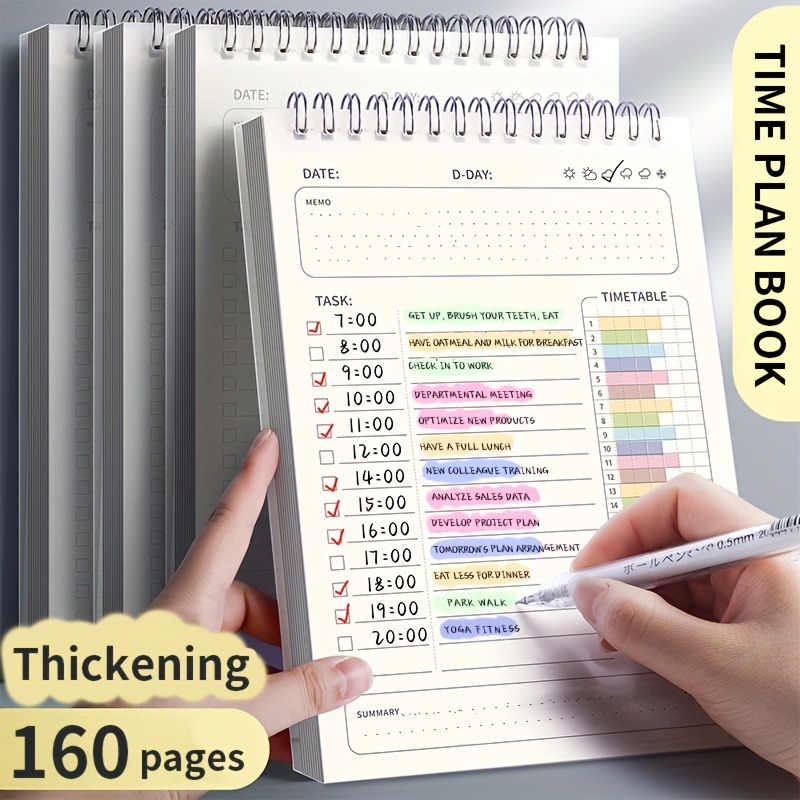 

A5 Daily Planner Notebook - 160 Pages, Schedule & Task Organizer For Office And School Supplies