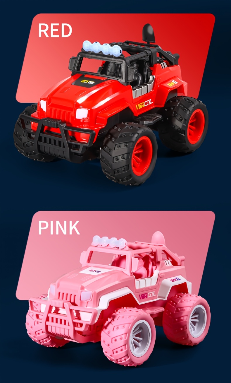 RC Off-road Vehicle, Pink, Blue, Red Remote Control Truck, Equipped With Rechargeable Battery, LED Headlights, Boys And Girls Toy Car, Boys And Girls Creative Birthday Gift, Halloween Gift