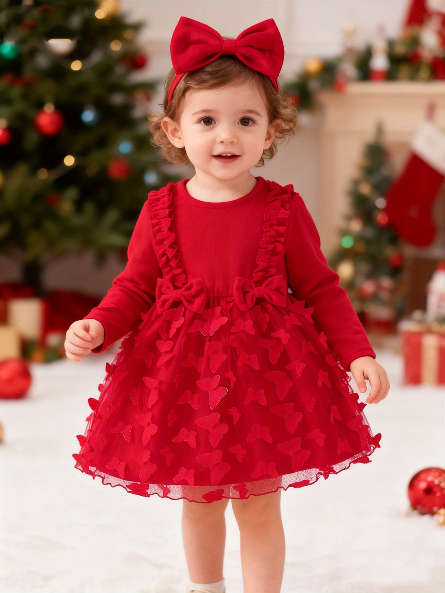 newborn xmas dress Baby Girl Christmas Dress, Red Tulle Tutu Romper for Toddler & Newborn main image 0